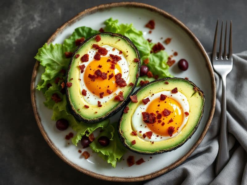 Avocado Egg Salad on Lettuce - keto recipe 375 kcal