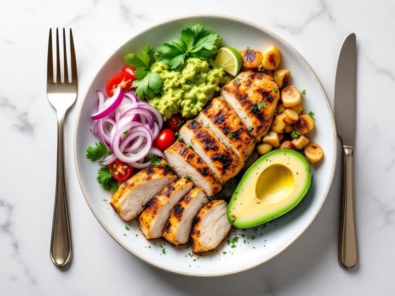 Bowl poulet grillé & guacamole - recette keto 500 kcal
