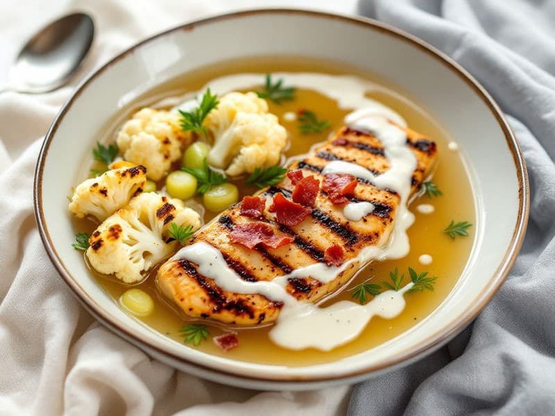 Cauliflower Leek Soup with Pancetta - keto recipe 200 kcal