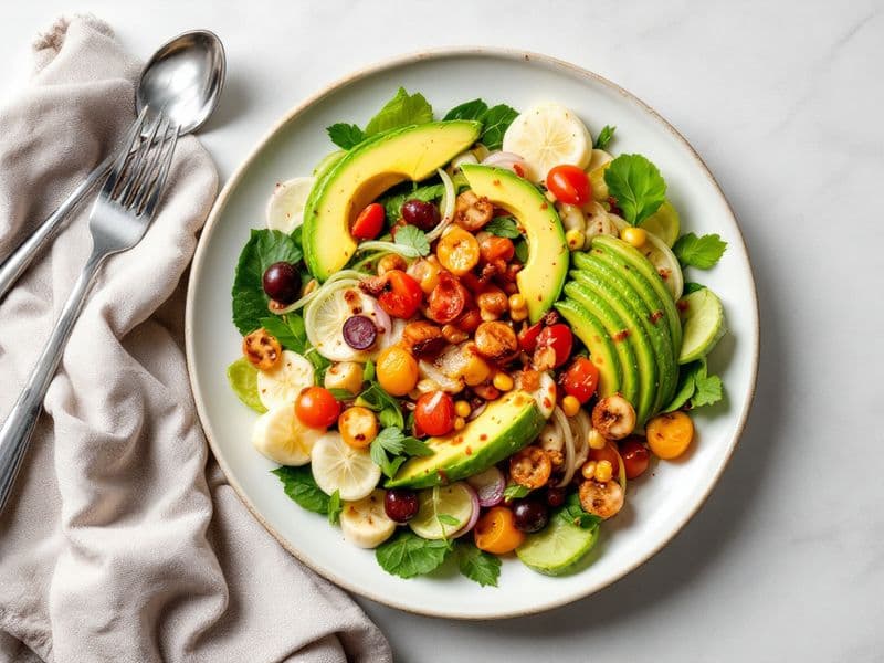 Ensalada de Pepino y Aguacate con Tocino - receta keto 365 kcal