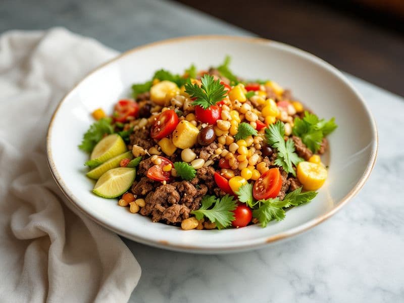 Ensalada de Taco con Aderezo Cremoso - receta keto 470 kcal