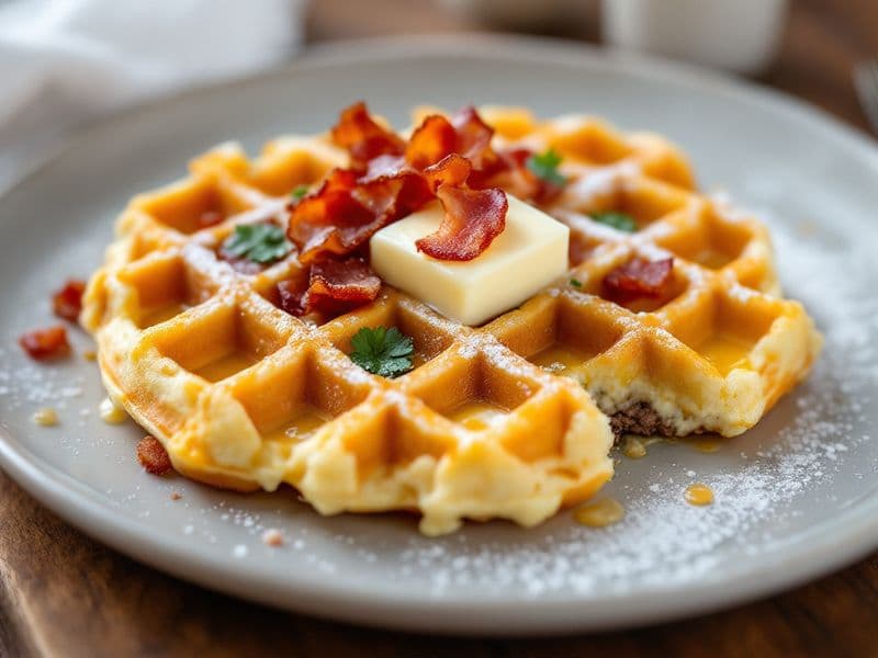 Ground Beef Chaffles - keto recipe 214 kcal