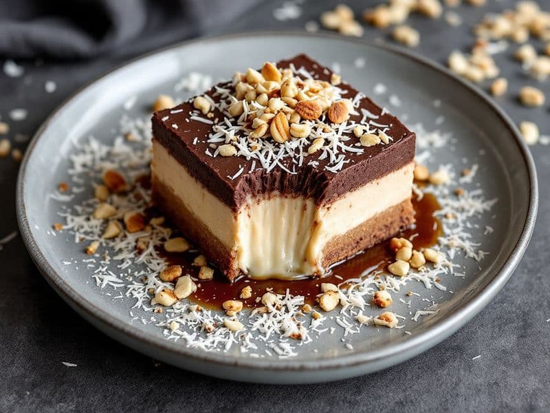 Layered Choco-Coconut Bars - keto recipe 265 kcal