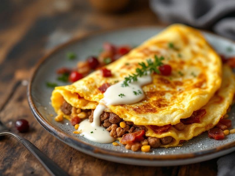 Meaty Breakfast Omelet - keto recipe 470 kcal