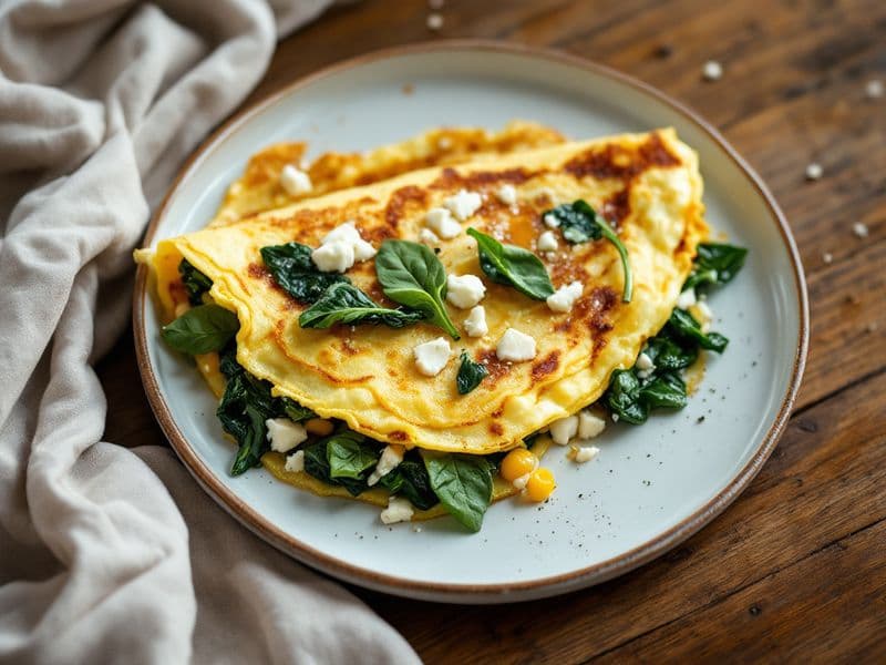 Omelette aux épinards et chèvre frais - recette keto 320 kcal