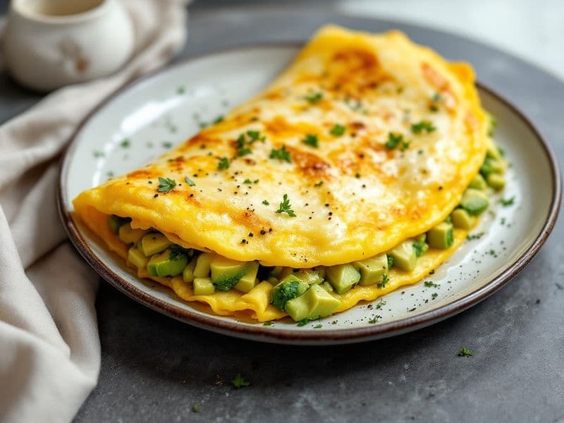 Omelette fromage & avocat - recette keto 420 kcal