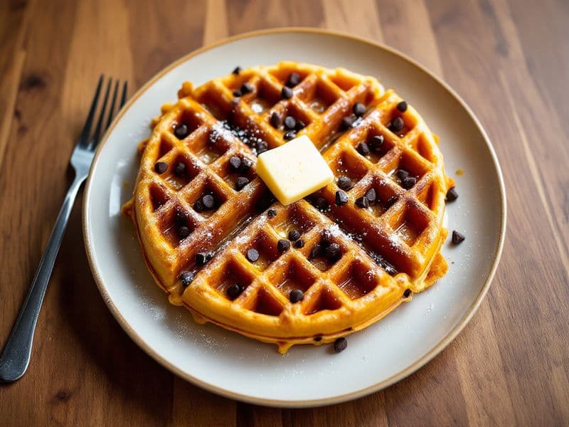 Pumpkin Chocolate Chip Chaffles - keto recipe 93 kcal