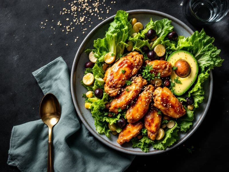 Salade de poulet au sésame et à l'avocat - recette keto 540 kcal
