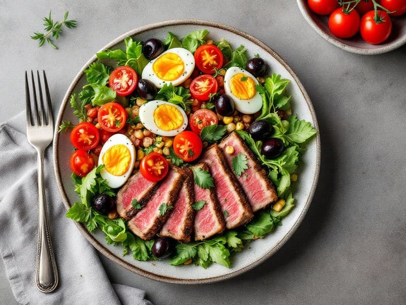 Salade niçoise au thon - recette keto 470 kcal