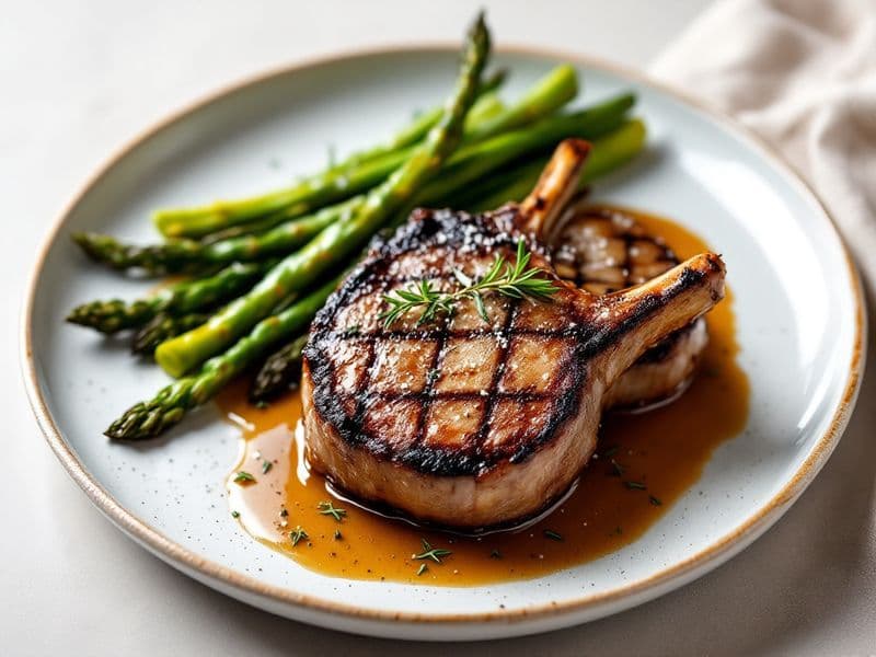 Seared Lamb Chops with Asparagus - keto recipe 380 kcal