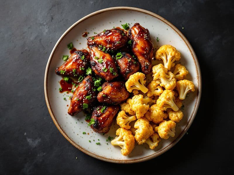 Sesame Wings with Cauliflower - keto recipe 400 kcal