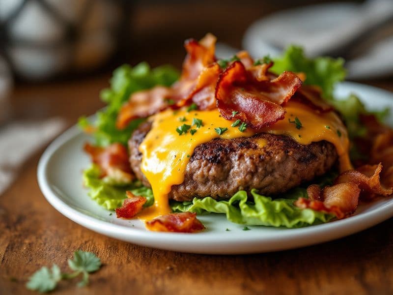 Smash burger keto en feuille de laitue - recette keto 540 kcal