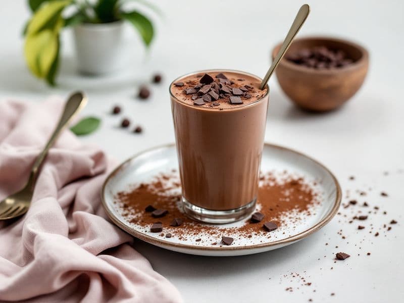 Smoothie de coco e cacau - receita keto 360 kcal