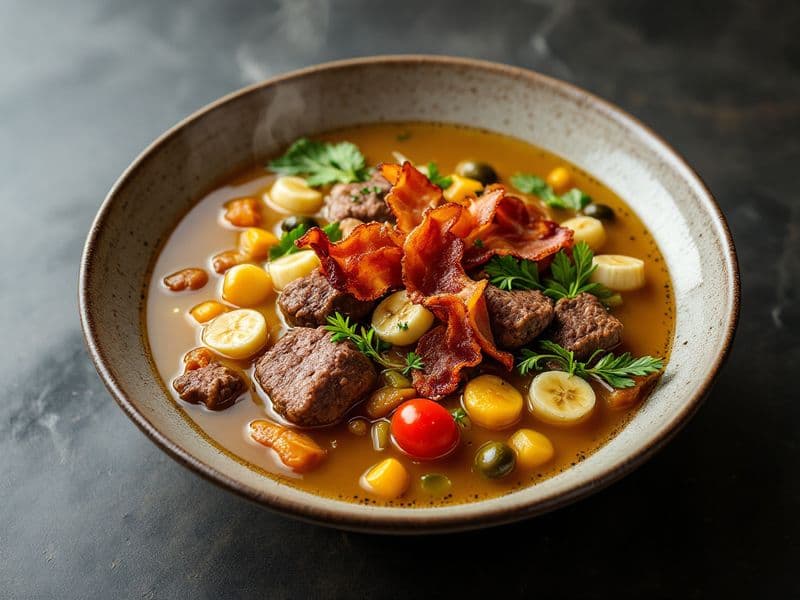Sopa de Bacon Cheeseburger - receita keto 315 kcal