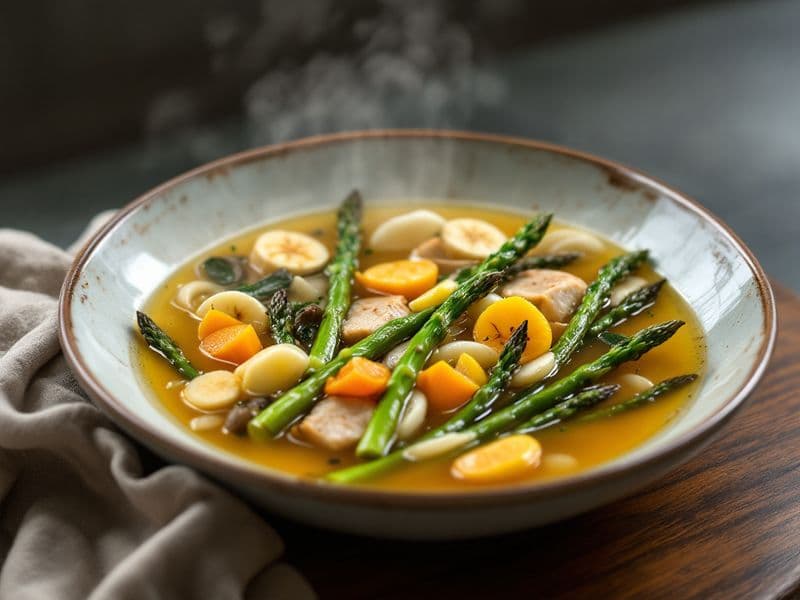 Sopa de Cogumelos e Aspargos - receita keto 170 kcal