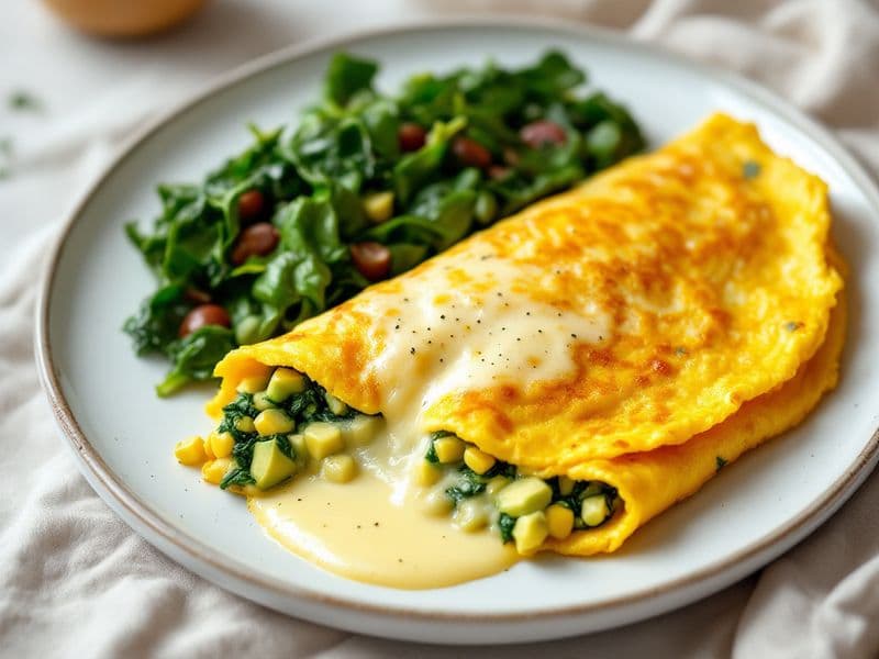 Spinach and Cheese Omelette with Avocado - keto recipe 356 kcal